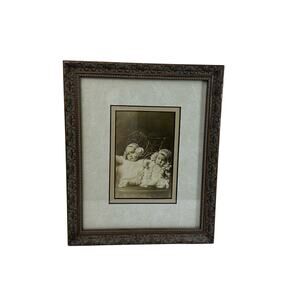 Vintage Ornate Picture Frame Antique Photo of Babies Wall Decor
